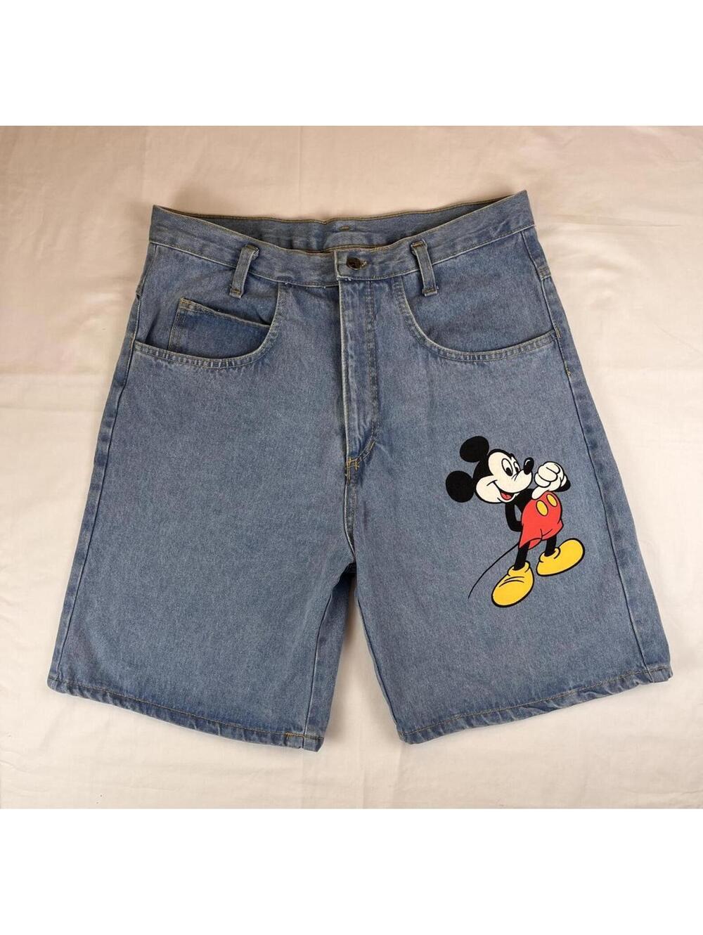 Vintage Mickey Mouse Denim Shorts Jerry Leigh Disney USA Women’s Large 90s Jean
